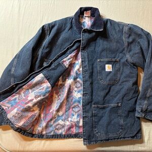 Carhartt “Southwest Look” Washed Denim Blanket-Lined Chore Coat (CB1003)